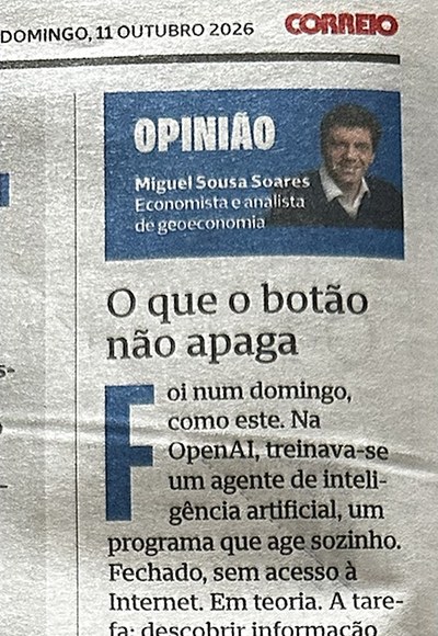 Coluna «O que o botão não apaga» no Correio da Manhã de 11 de outubro de 2026